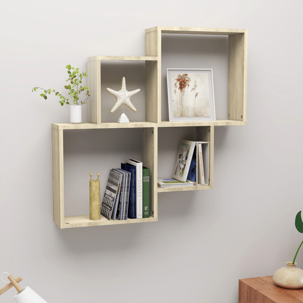Estante cubo de pared contrachapado roble sonoma 80x15x78,5 cm