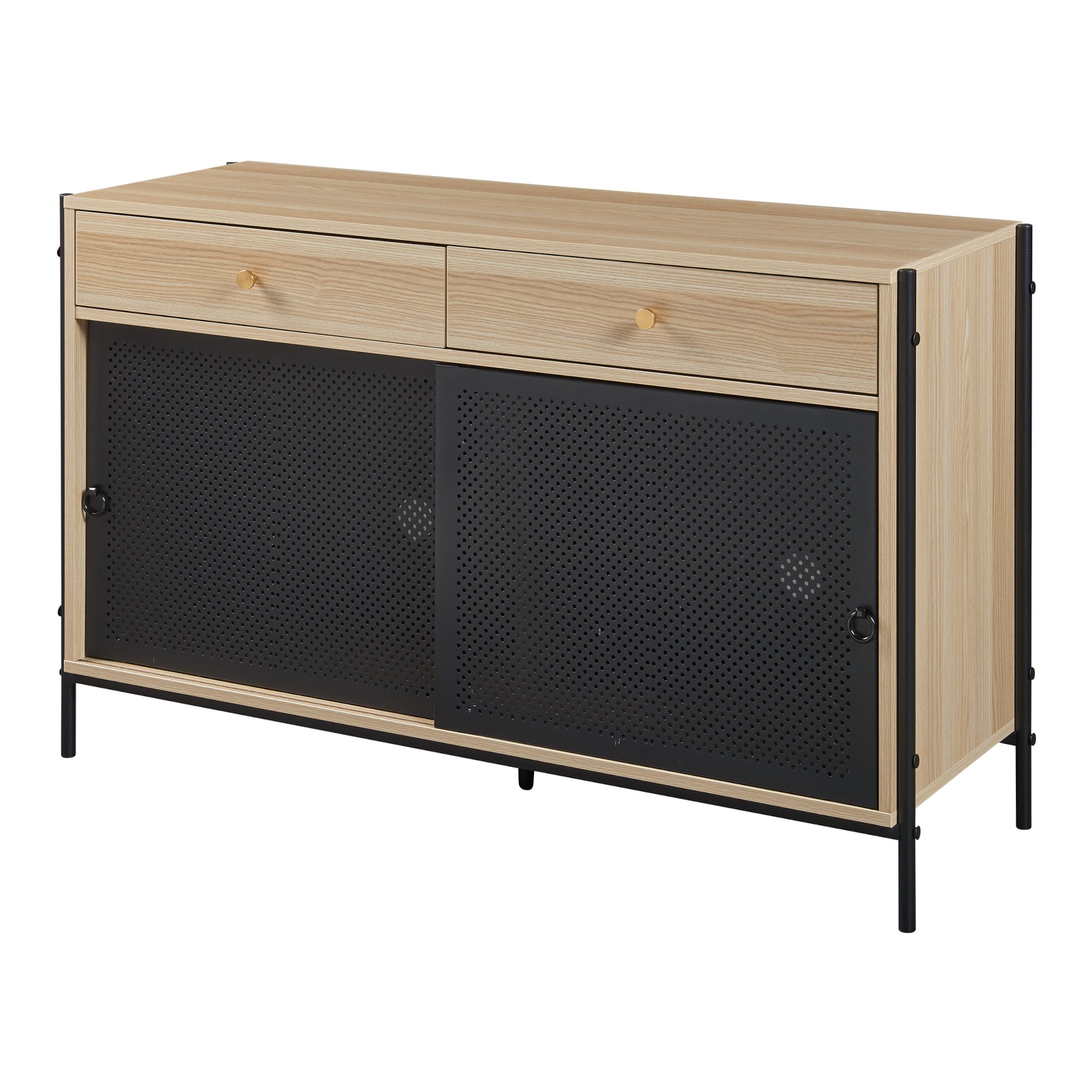 Mueble de tv tysnes con 2 puertas 120x40x75cm efecto roble/negro [en.casa]