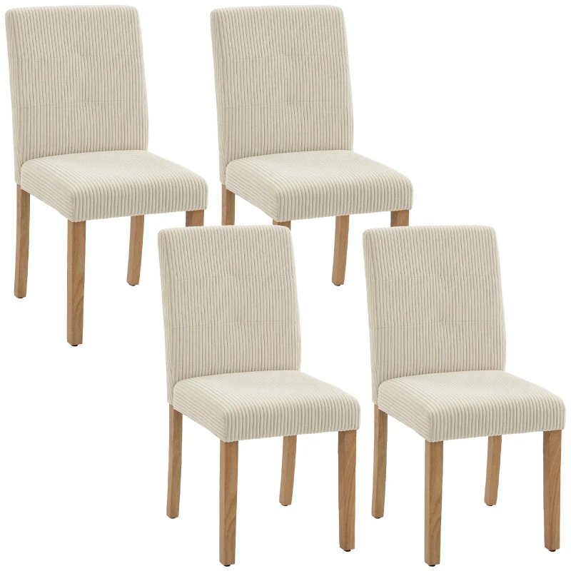 Sillas de comedor 44x56x90 cm pana, madera de caucho color beige Homcom