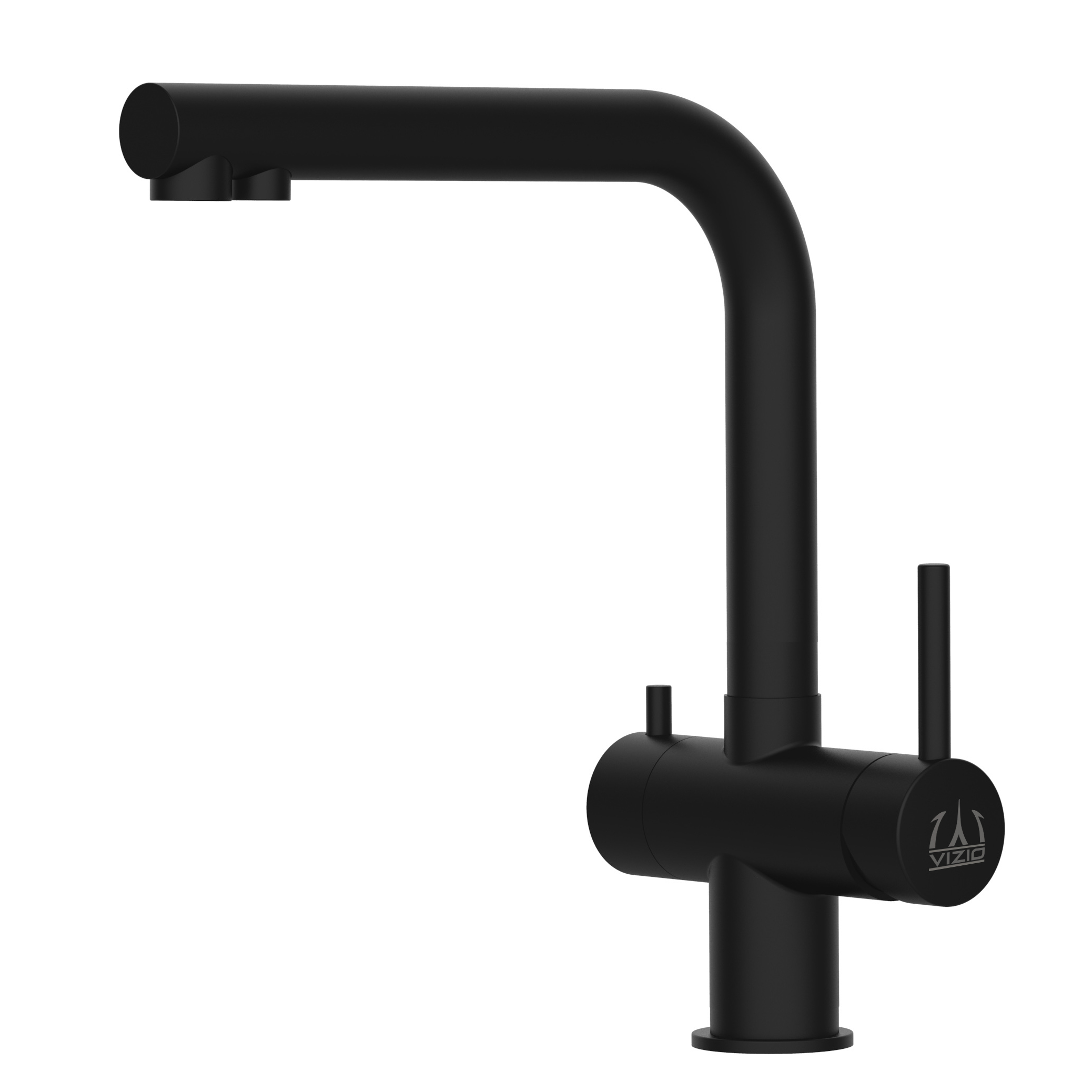 Grifo de cocina 3 vías acero inox, con caño giratorio 360° en l, negro