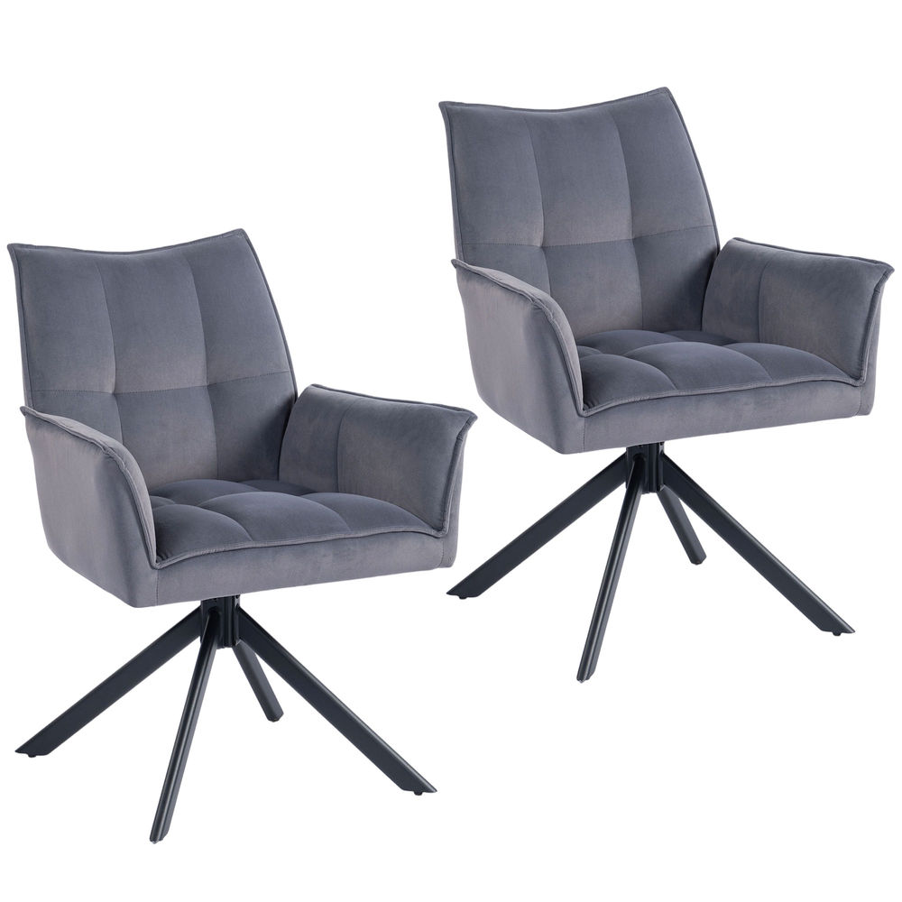 Sillas de comedor 63x64x85 cm terciopelo, acero color gris Homcom