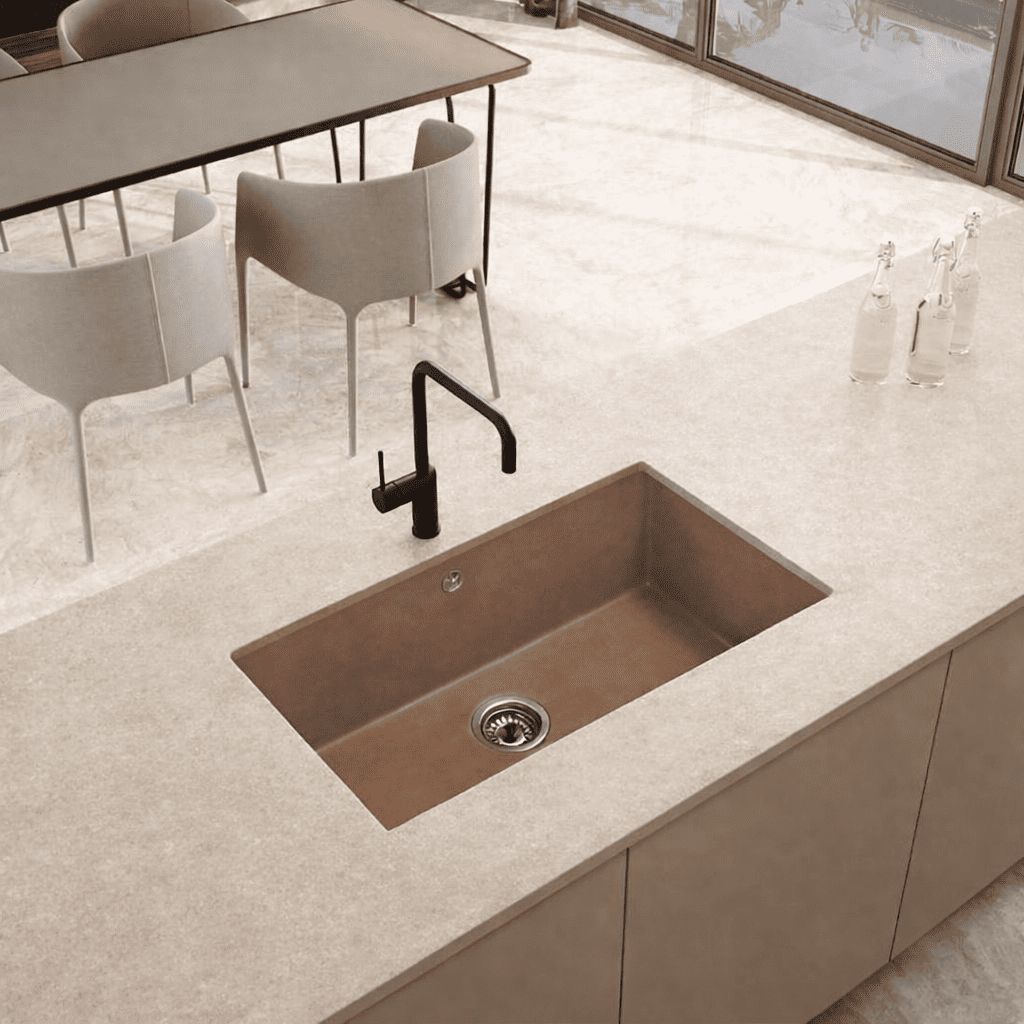 Fregadero cocina vali bajo encimera 81,5x51 cm resina arcilla