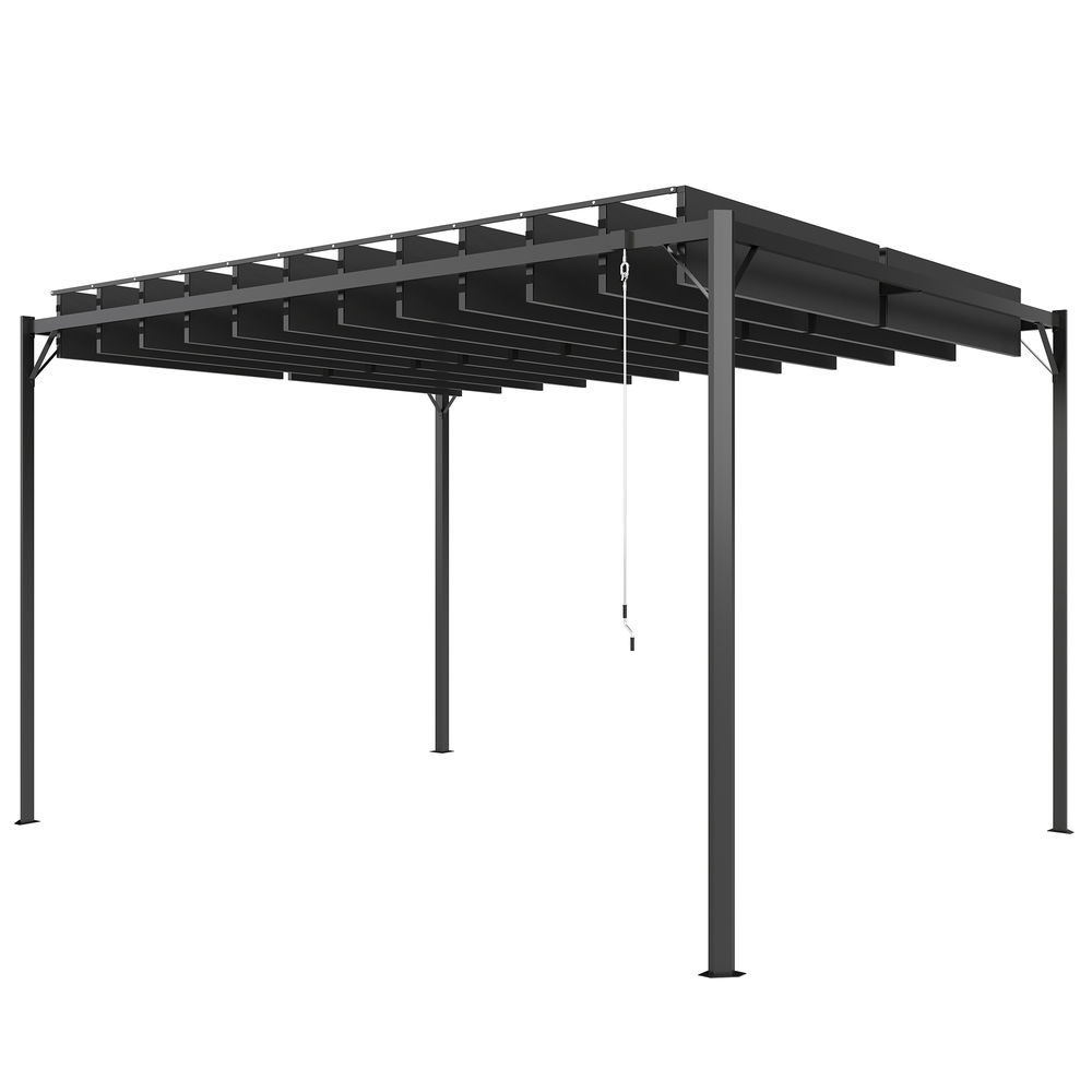 Pérgola 404x304x240 cm metal, poliéster color gris Outsunny