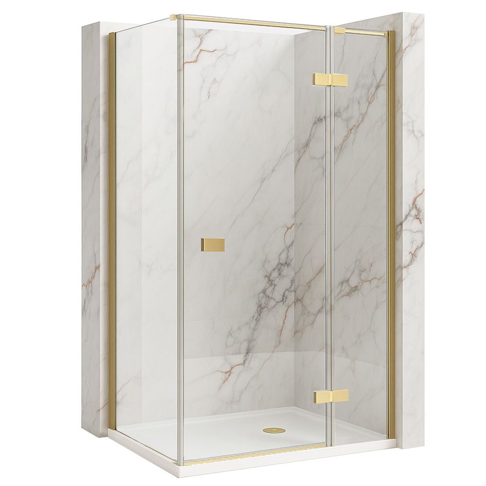Rea cabina de ducha atlas 80x100 brush gold derecha, 80x100x200 cm