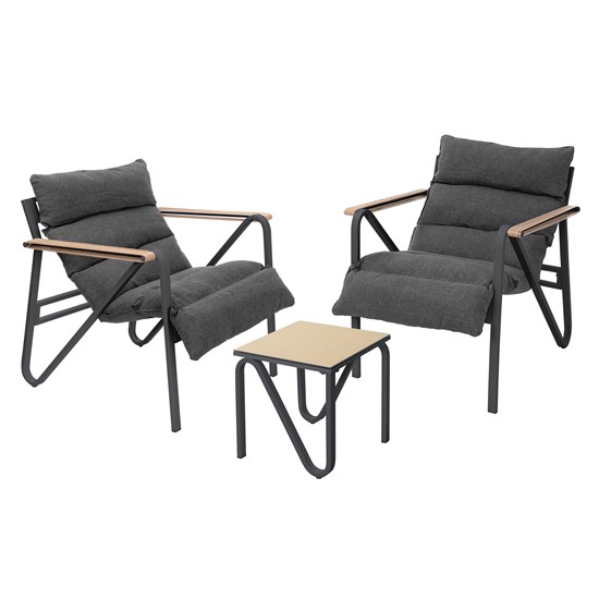 Conjunto de muebles de jardín, gris-antracita, 2x sillas y 1x mesa