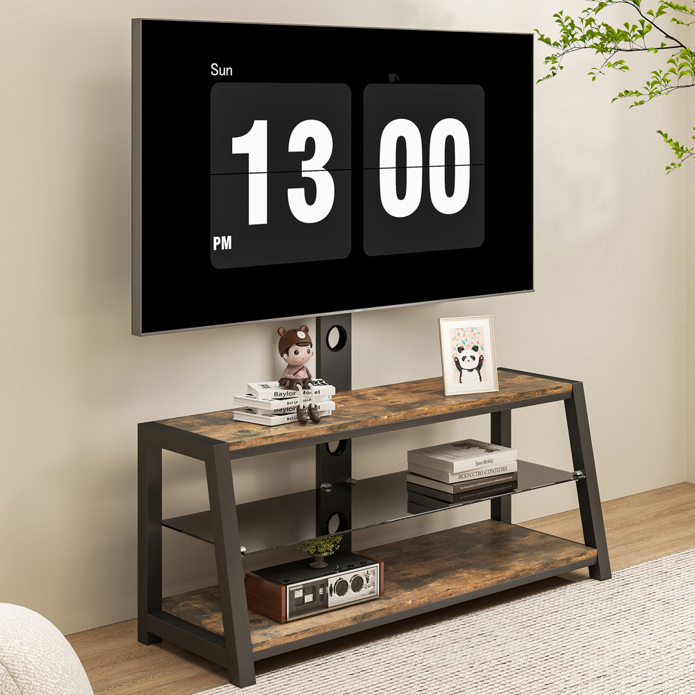 Mueble de tv con soporte giratorio ajustable marrón 125x116x42cm