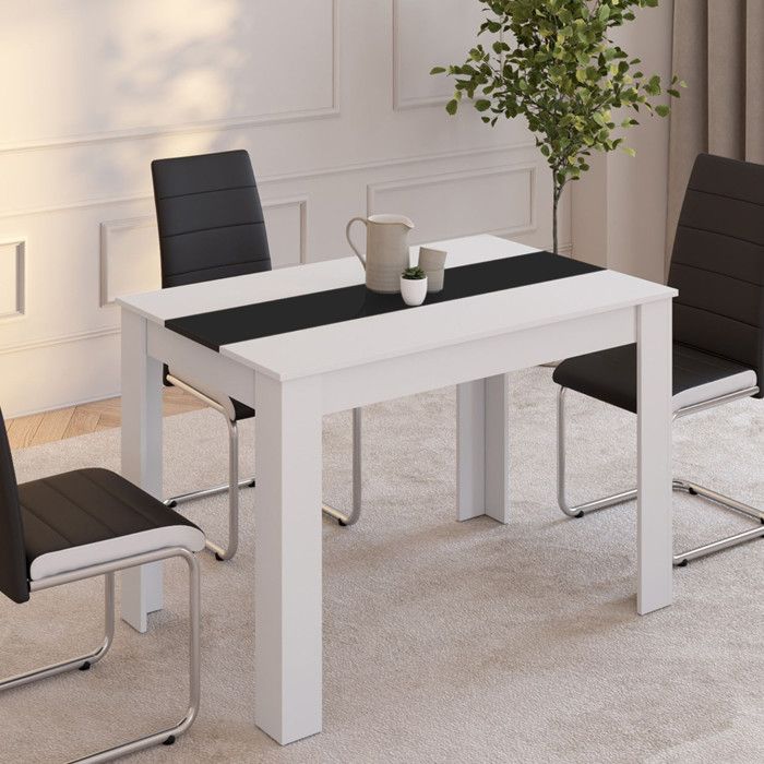 Mesa de comedor rectangular - blanco negro - 110 cm