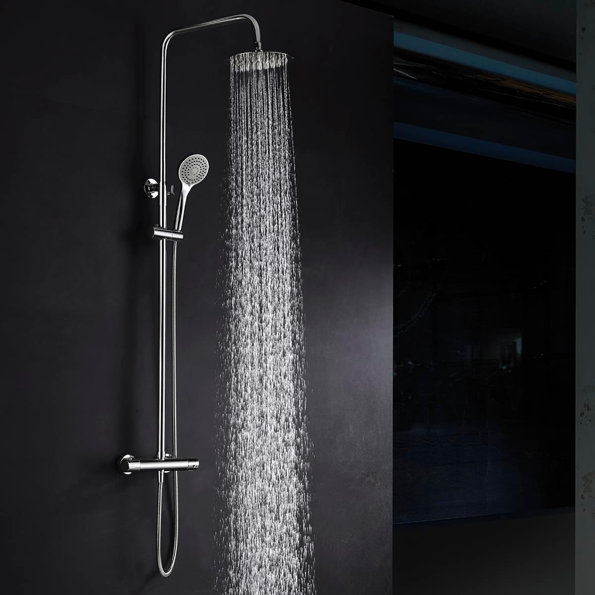 Imex - columna ducha termostática con grifo cromado serie creta