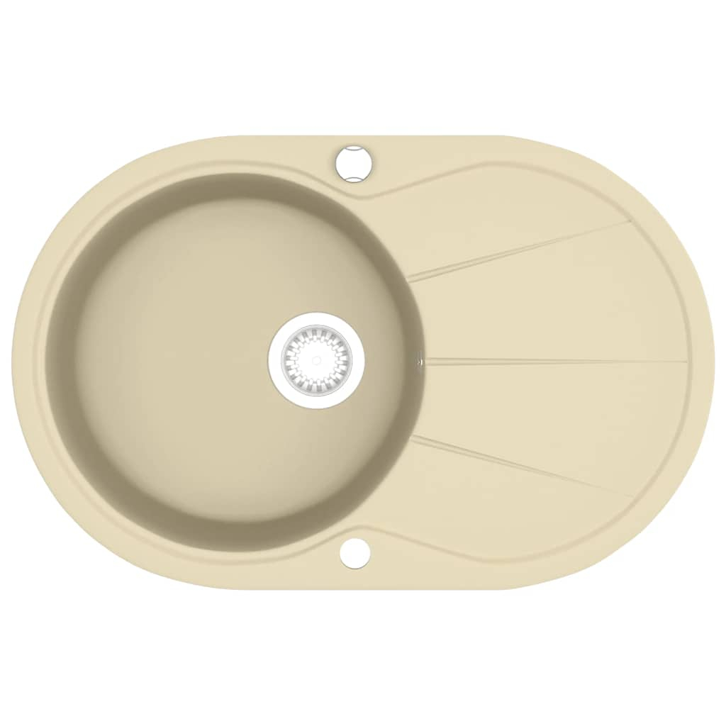 vidaXL fregadero de cocina de granito con un seno ovalado beige