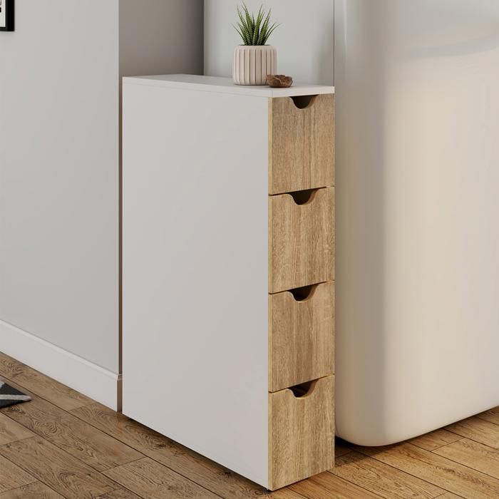 Torre de almacenaje con 4 cajones - blanca - 17x45x80 cm