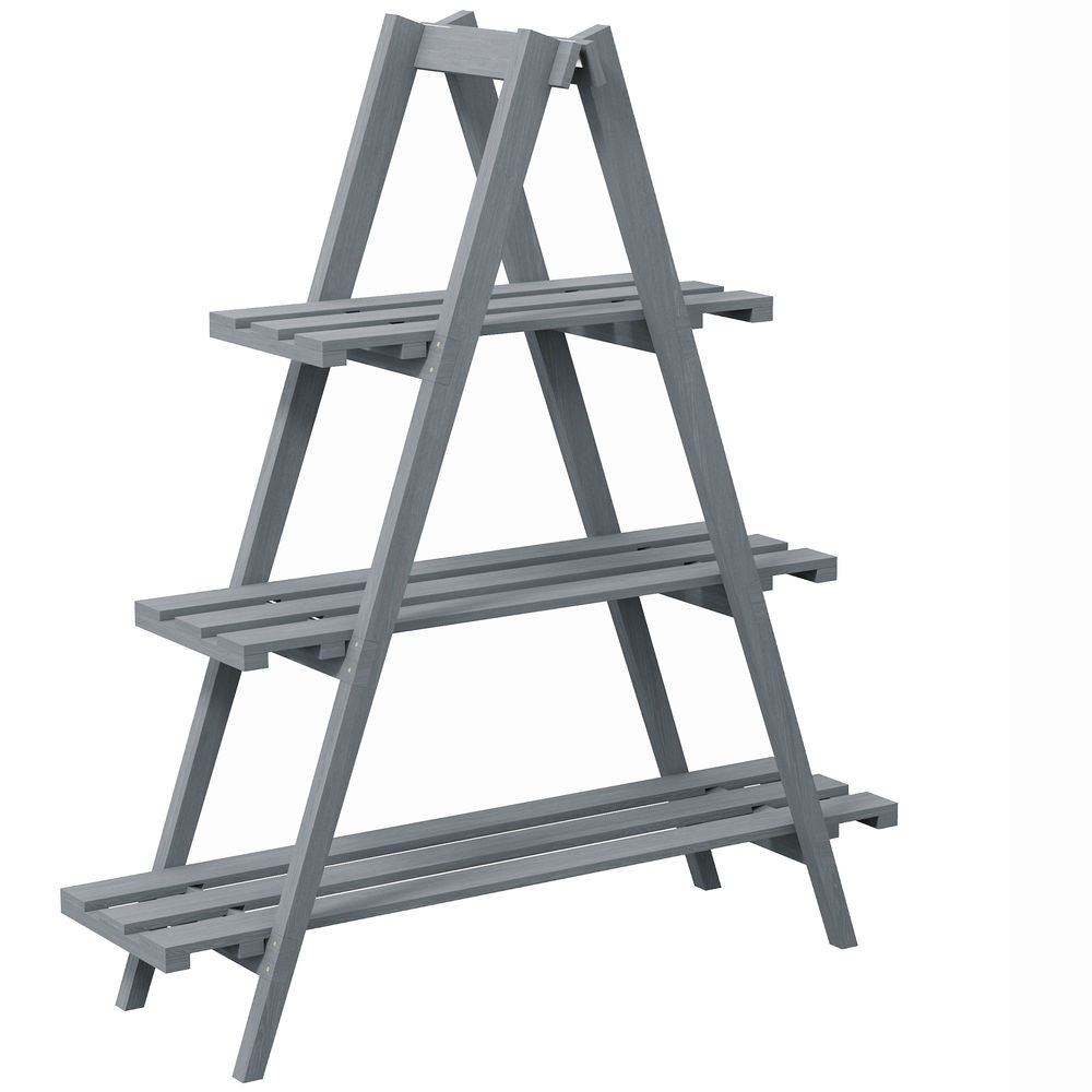 Estantería para planta 100x36x112 cm madera de abeto color gris Outsunny