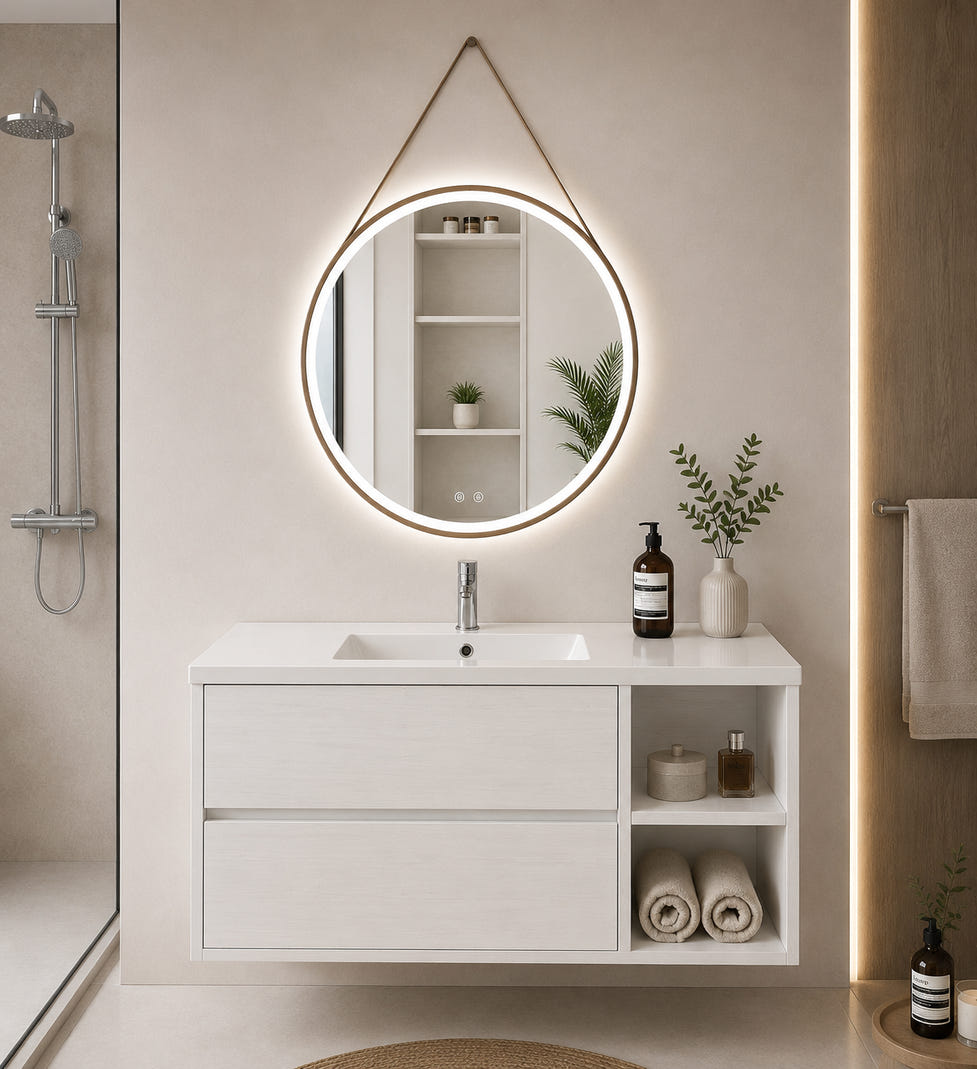 Mueble de baño con lavabo zeus sin espejo 120x45 cm derecha blanco nordico