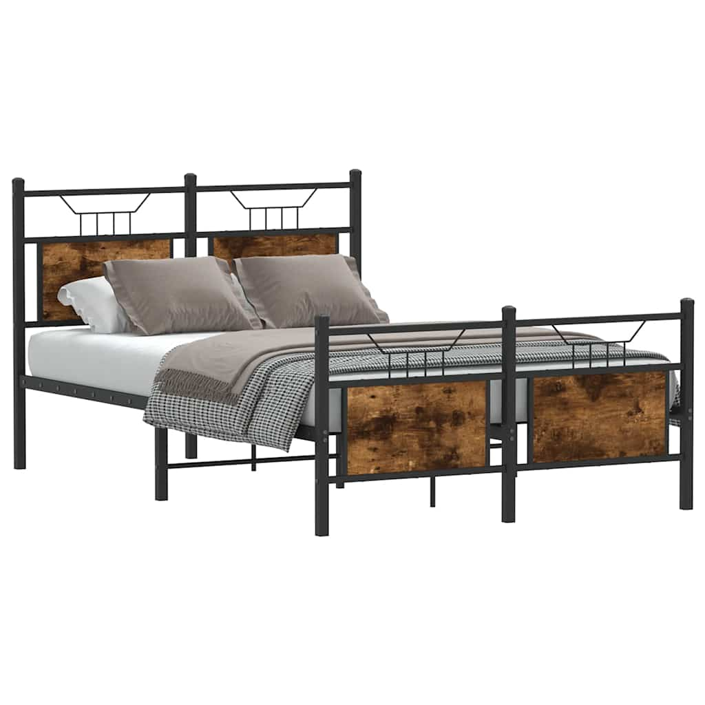 vidaXL estructura de cama sin colchón madera roble ahumado 120x190 cm