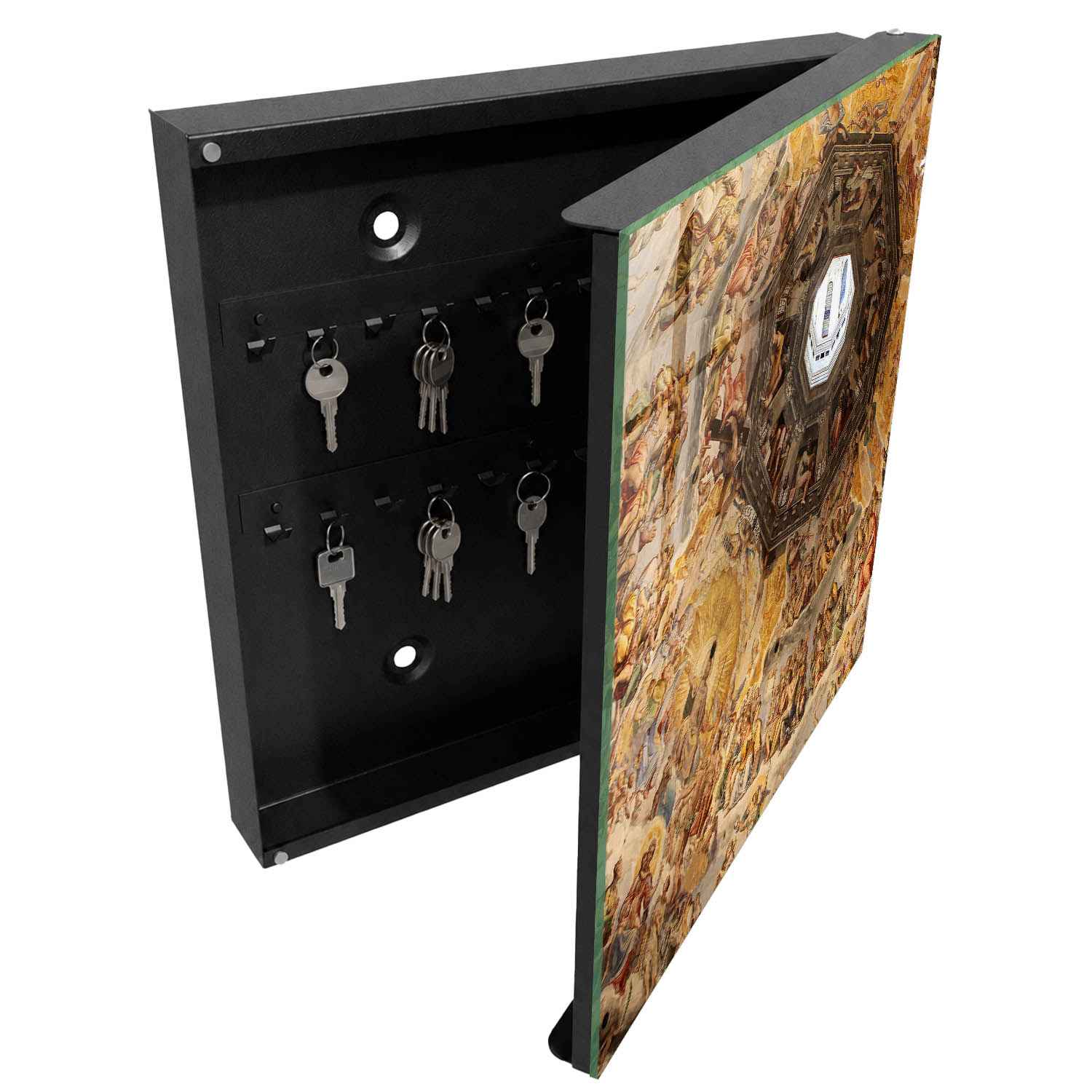 Caja para llaves 30x30x5 frescos religiosos, apertura derecha