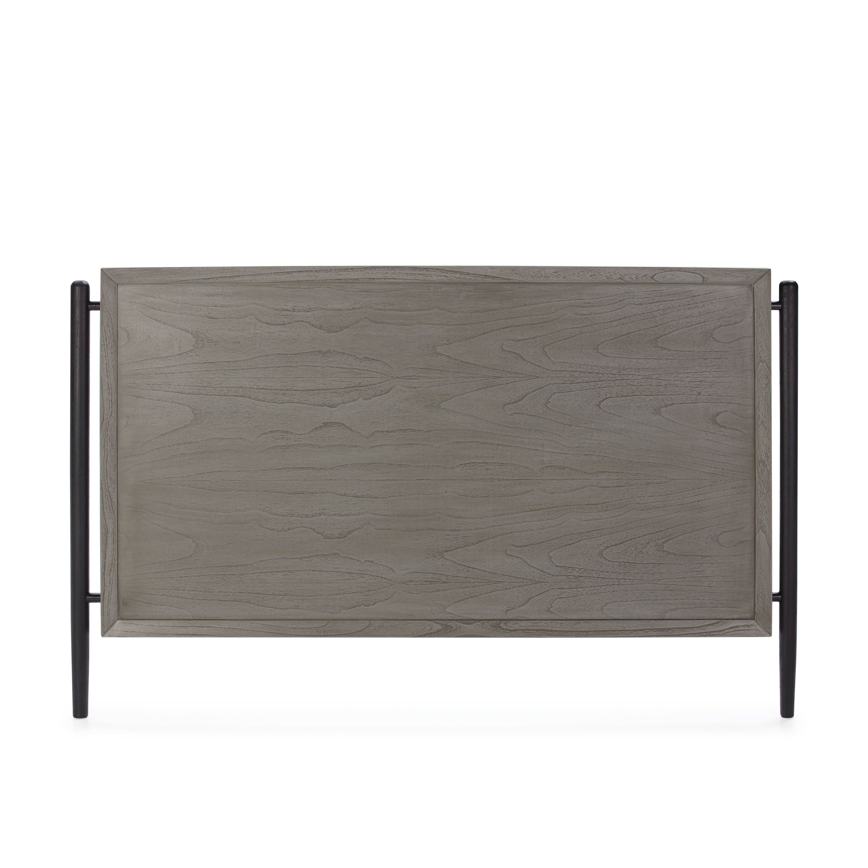 Cabecero 160x6x110 madera gris, negro, metal negro
