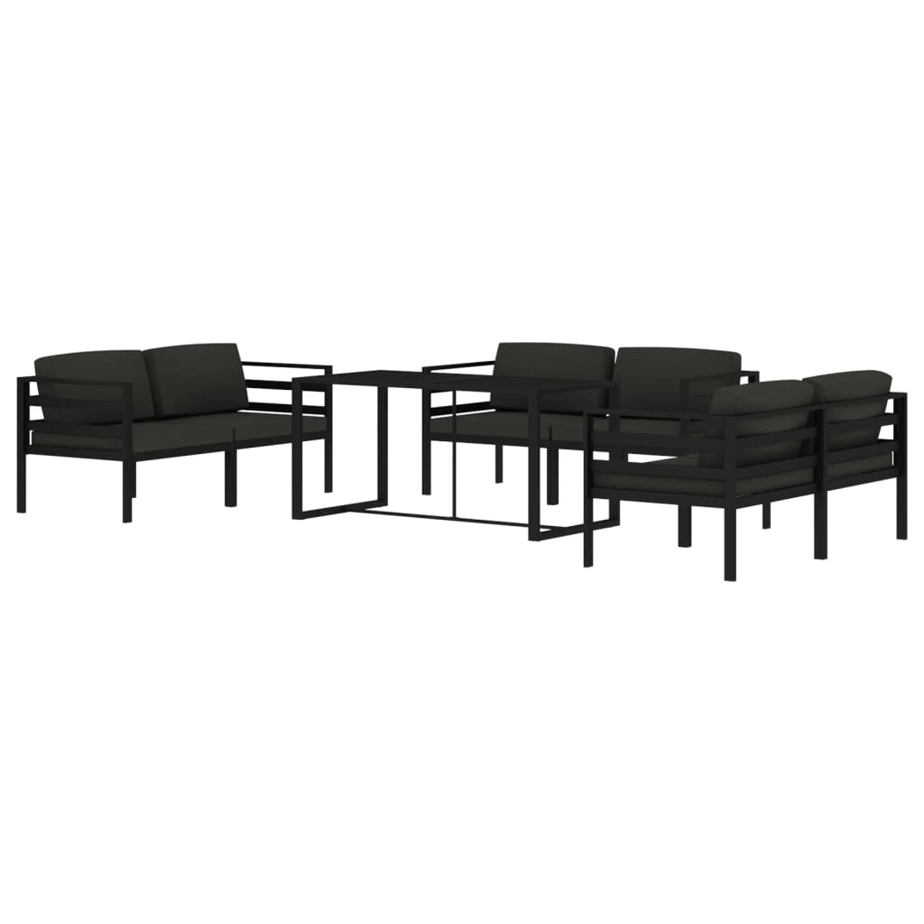 vidaXL set muebles de jardín 7 pzas y cojines aluminio gris antracita