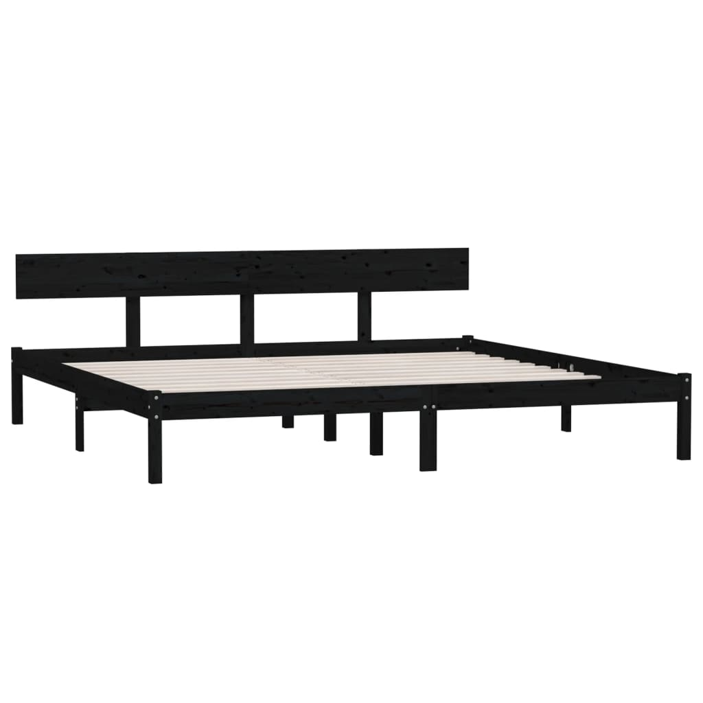 vidaXL estructura de cama doble sin colchón madera maciza negro