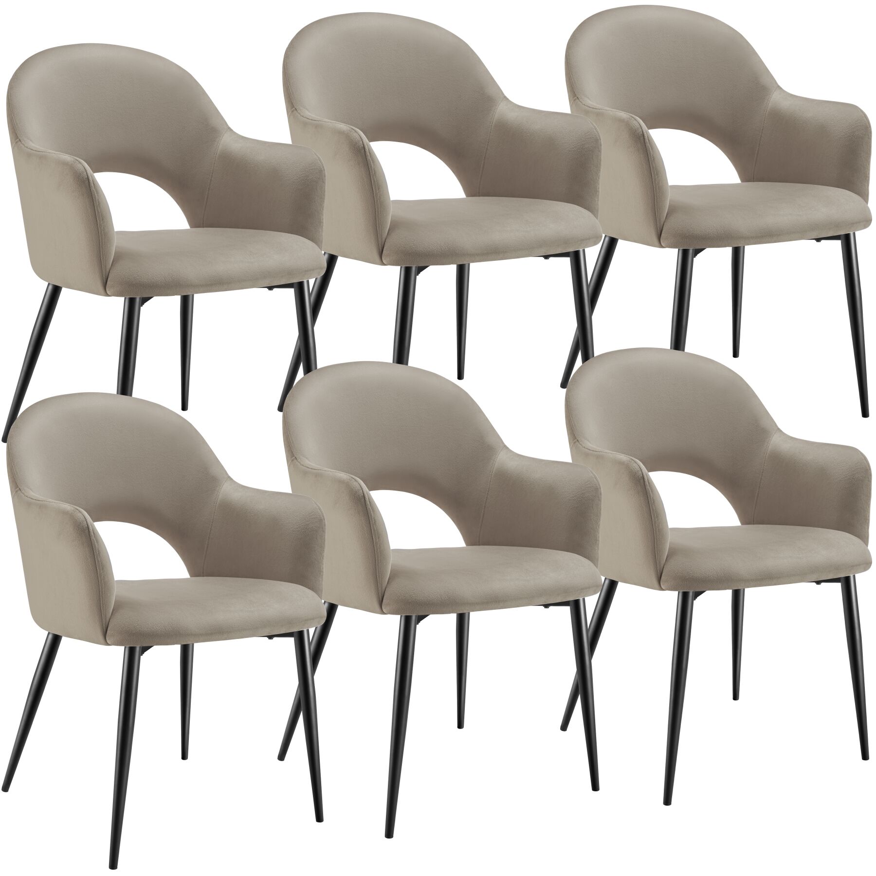 6 sillas de comedor aspecto terciopelo 57 x 61,5 x 87,5 cm gris topo