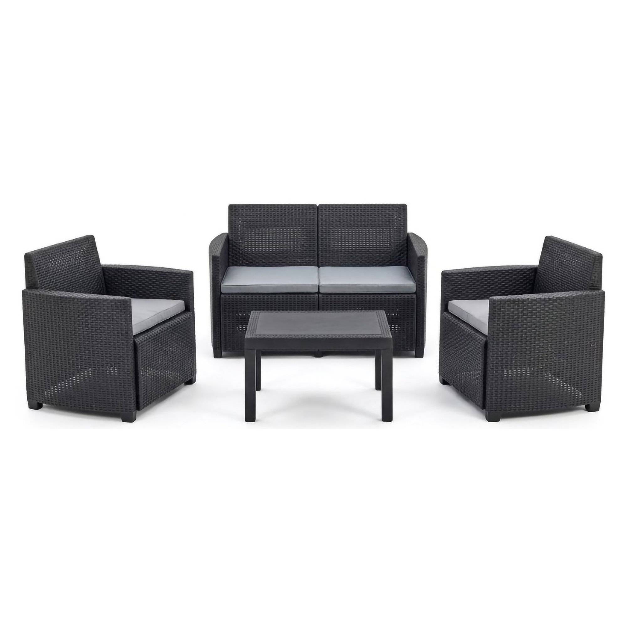 Set de sala exterior riccione, mesa, plástico negro antracita