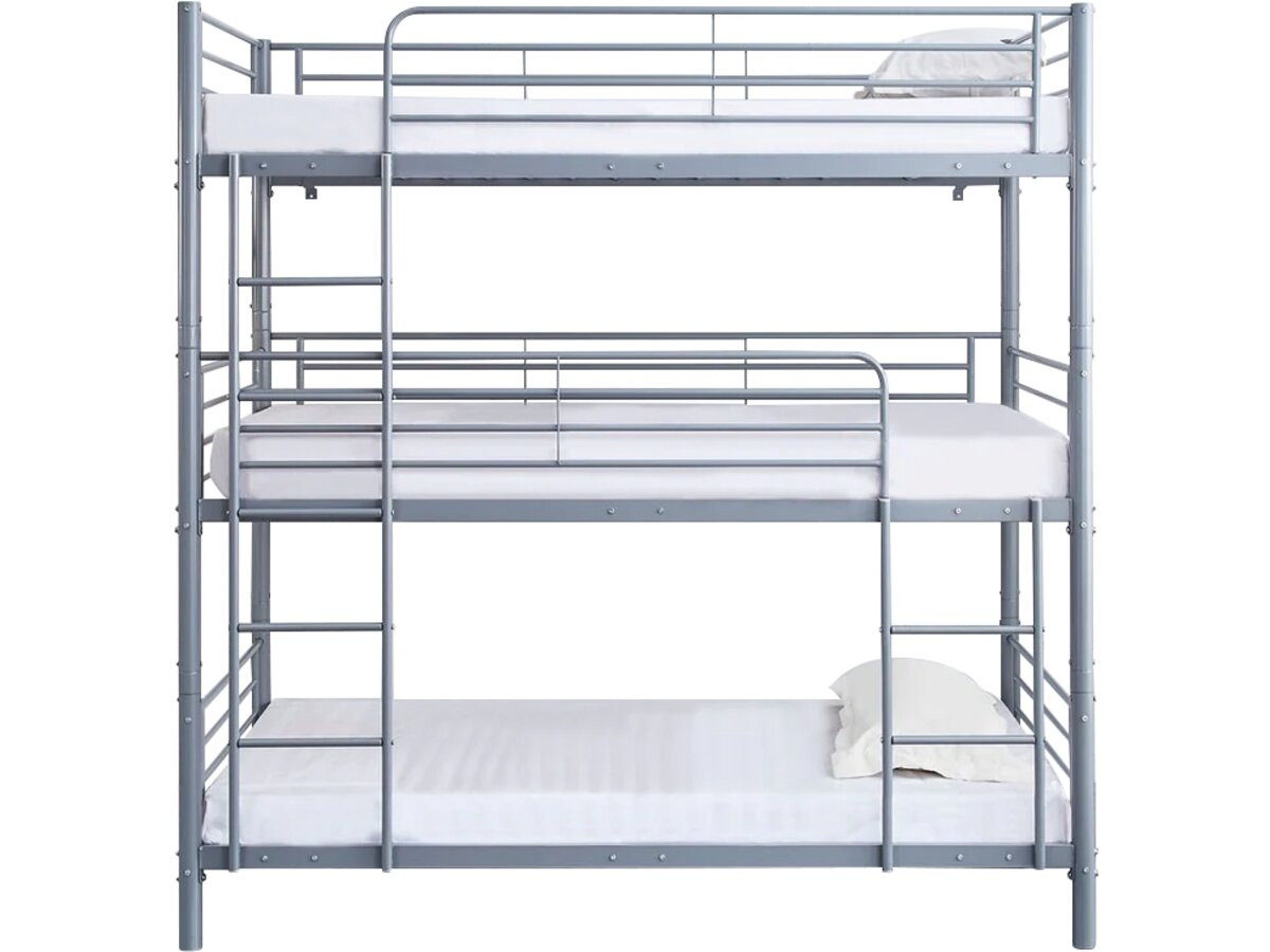 Litera triple de metal "havin" - 90 x 190 cm - gris -