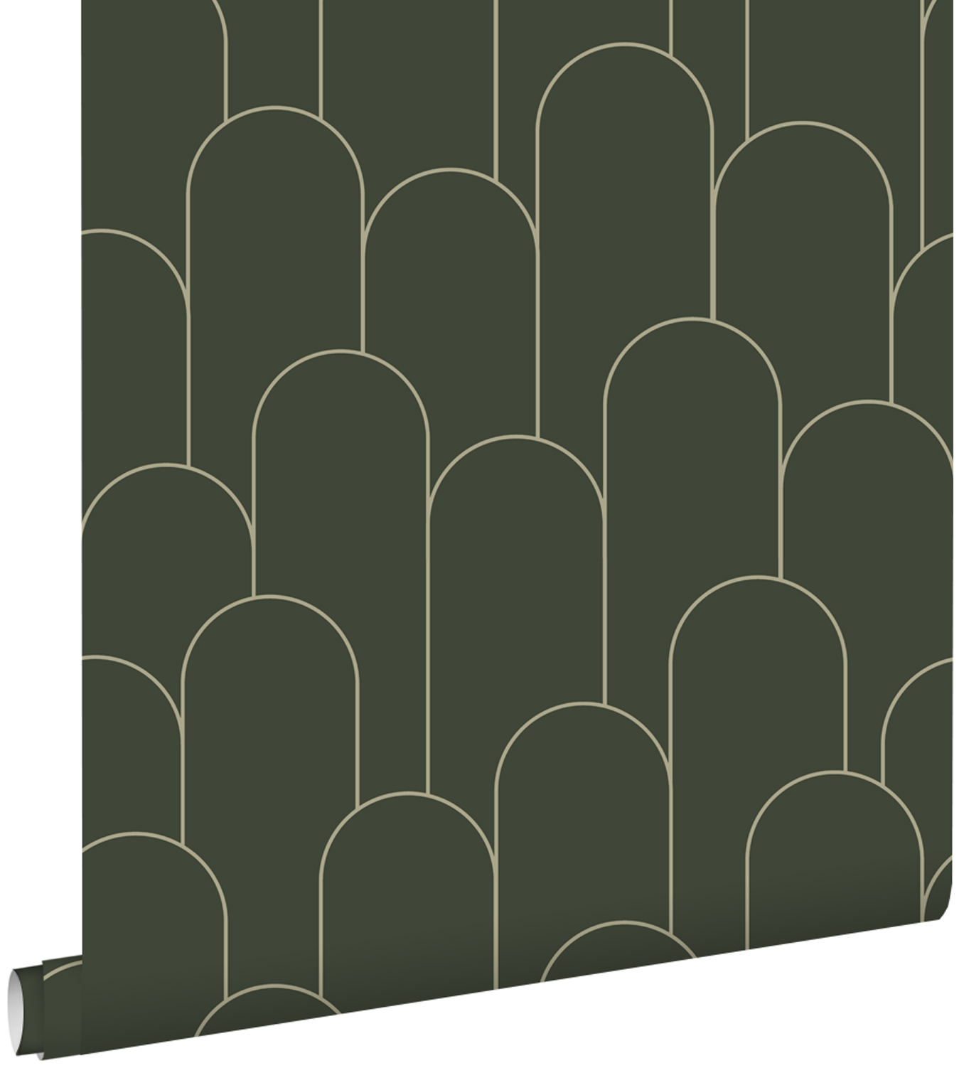 Estahome papel pintado arte deco verde oscuro 50 x 900 cm