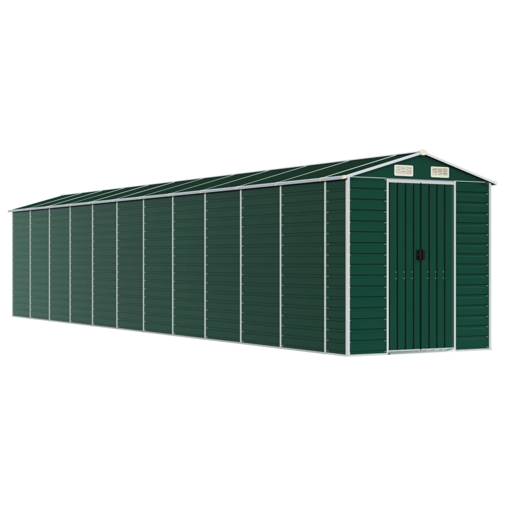 vidaXL cobertizo de jardín acero galvanizado verde 191x980x198 cm