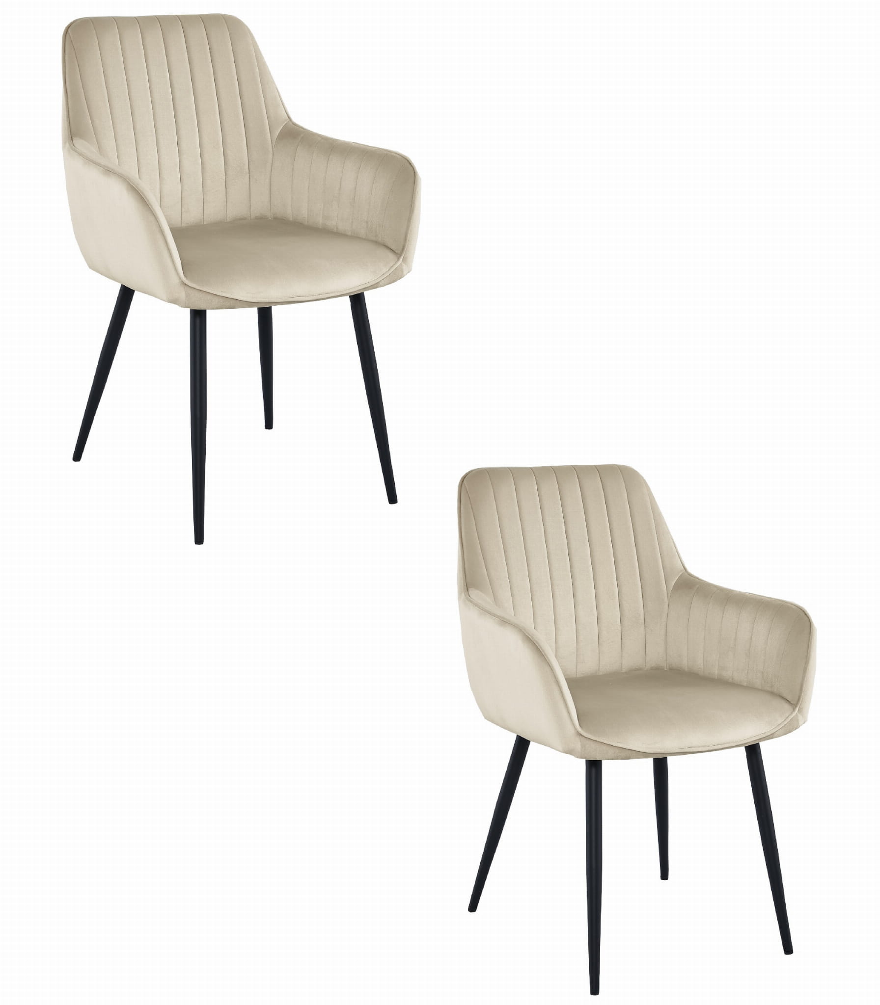 Silla valora selo, terciopelo beige, patas negras, juego de 2