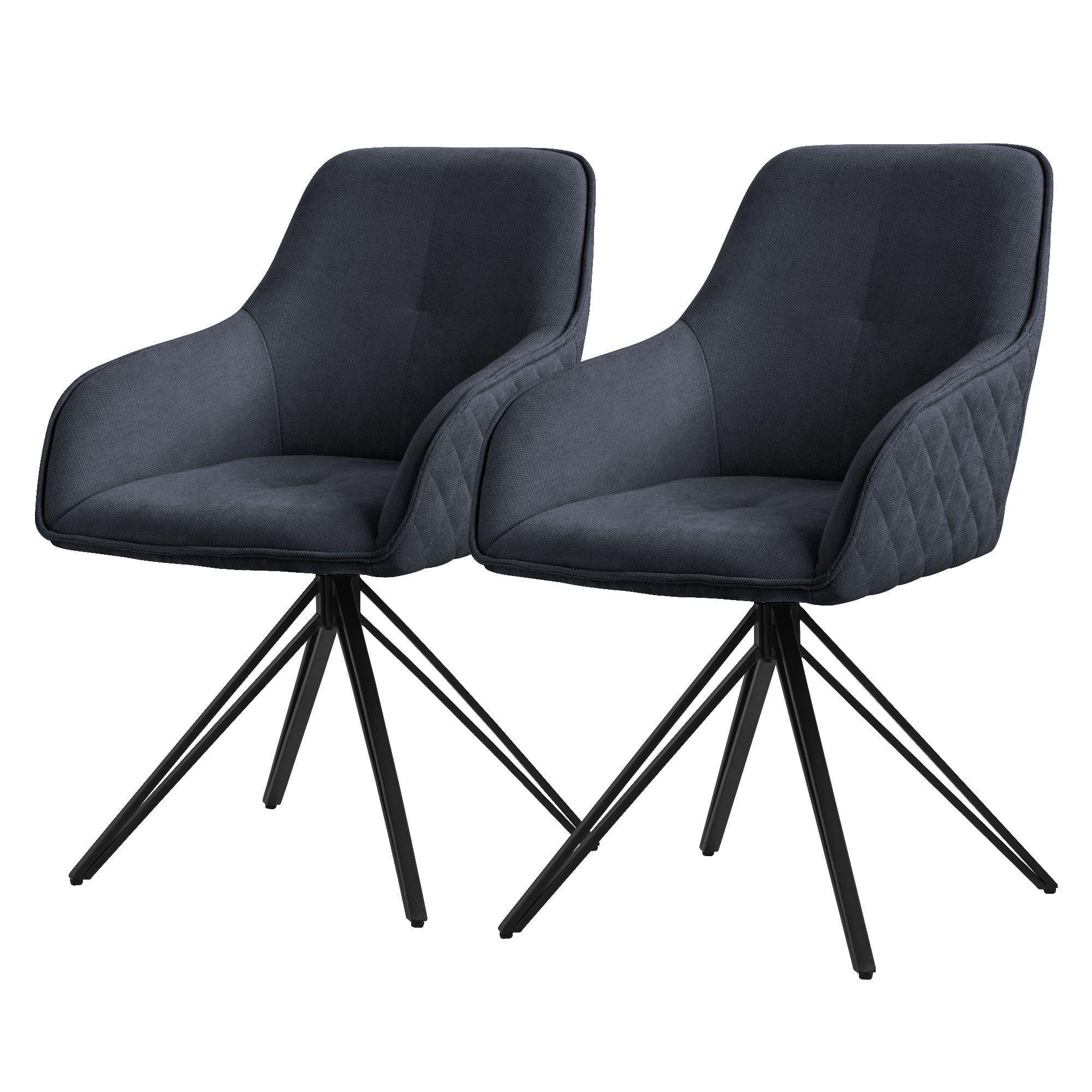 2x silla de comedor giratoria antracita tela tejida asiento ergonómico