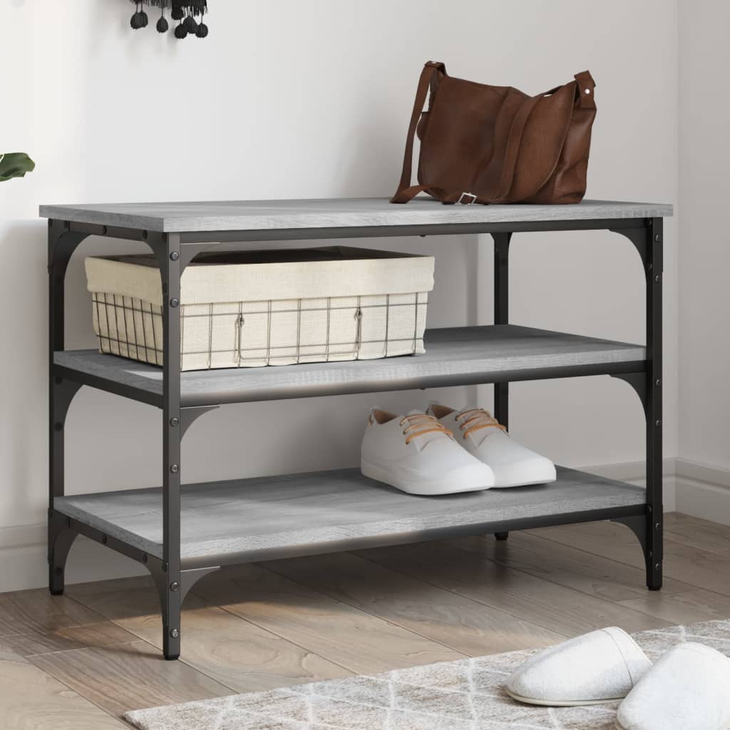 Banco zapatero madera de ingeniería gris sonoma 70x38,5x49 cm
