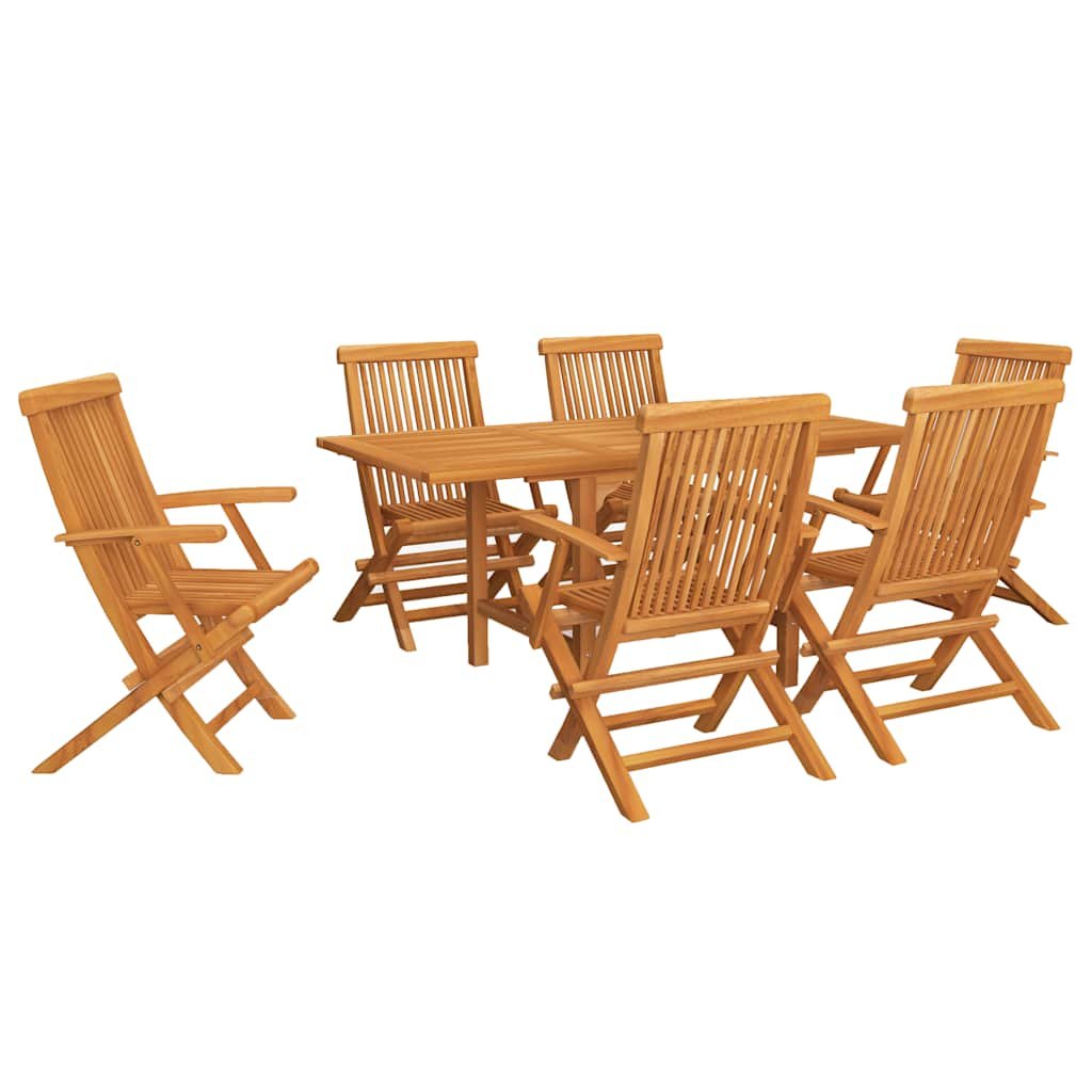 vidaXL juego de comedor para jardín 7 piezas madera maciza teca