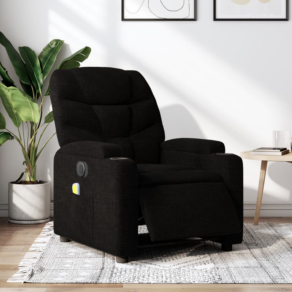 Sillón reclinable de masaje eléctrico tela negro qweo1449