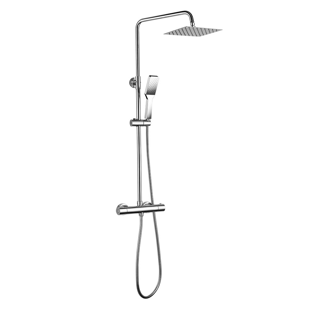 Kibath columna ducha termostática mol cuadrada de 85-115 cm cromo brillo