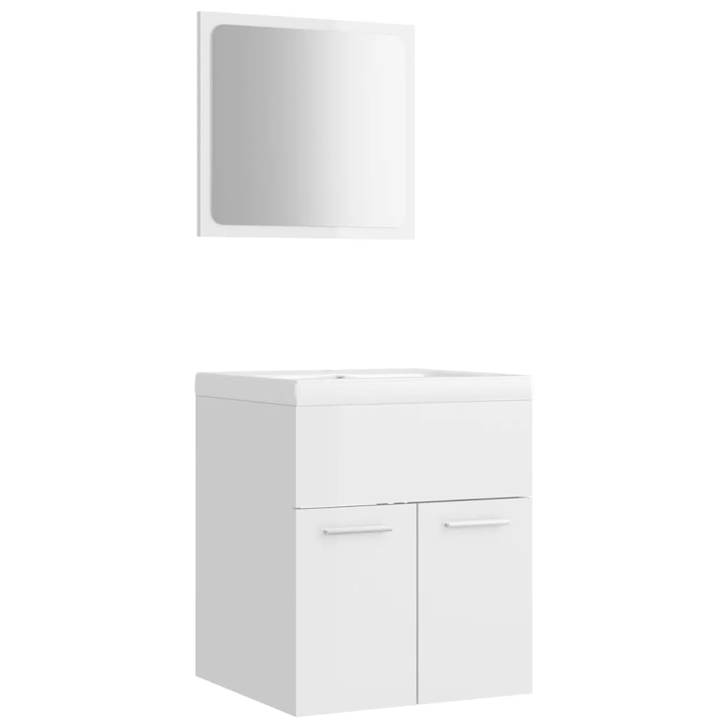 vidaXL juego de muebles de baño madera de ingeniería blanco brillo
