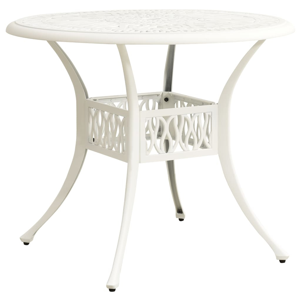 vidaXL mesa de jardín aluminio fundido blanco 90x90x74 cm
