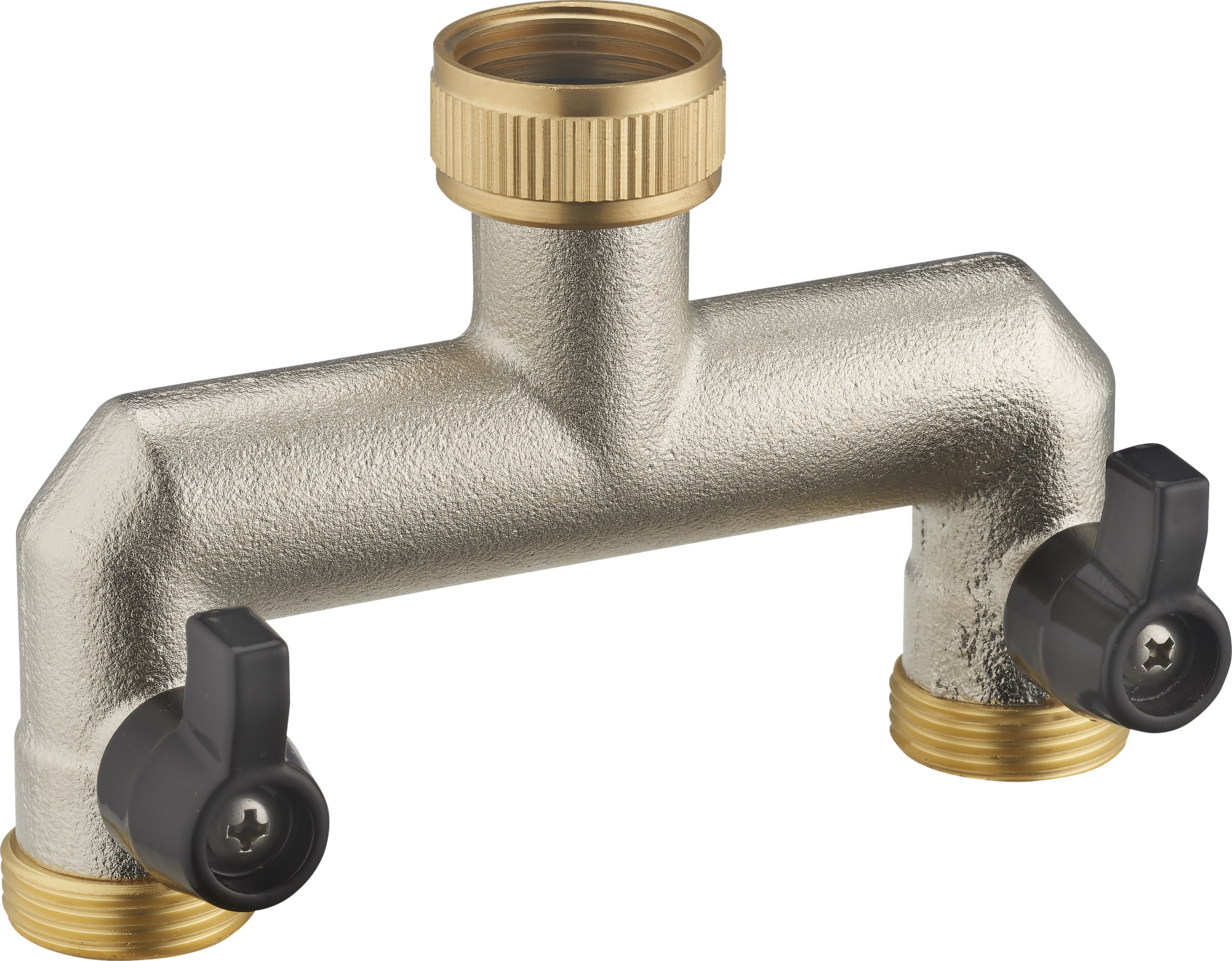 Conector de boquilla de riego automático de latón con doble salida recta