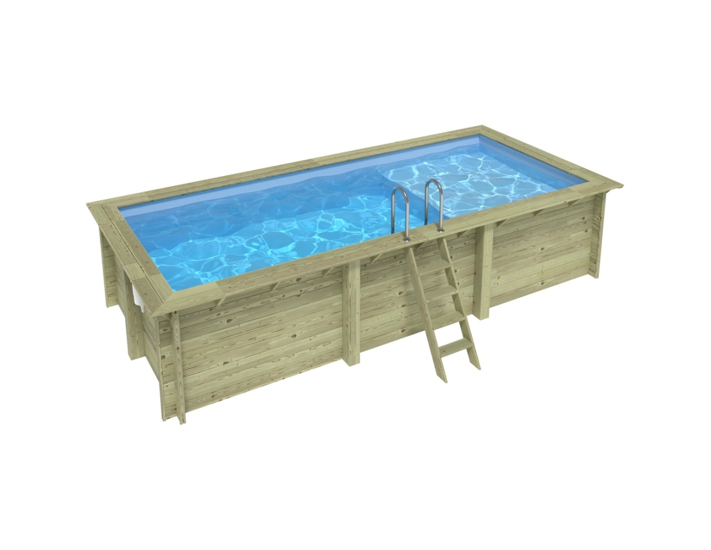 Piscina de madera aqua 6.1x2.85 - h.1.31 m con playa, azul, con vigas ipn