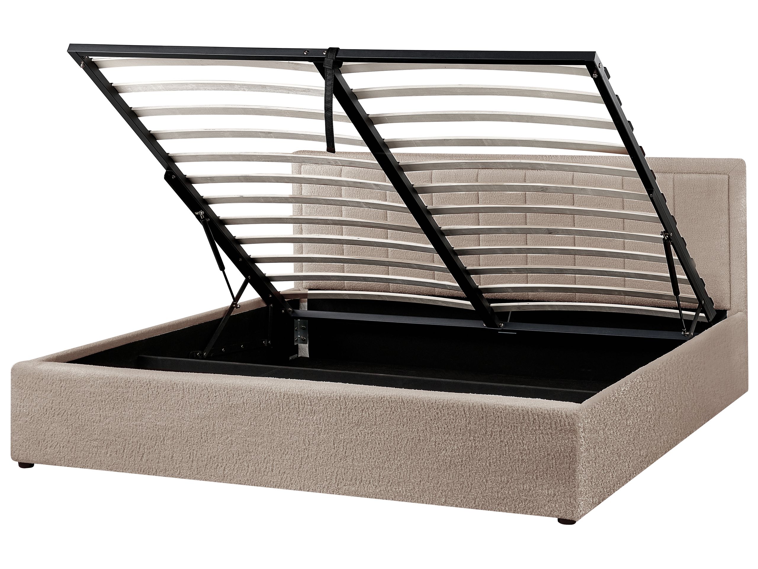 Cama con almacenaje montlaur bouclé gris pardo 180 x 200 cm