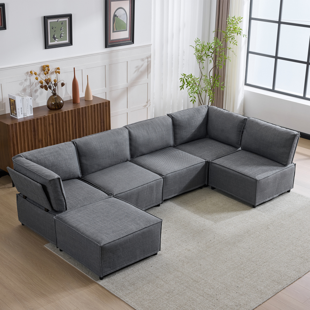 Sofá modular en l gris oscuro 4 plazas convertible