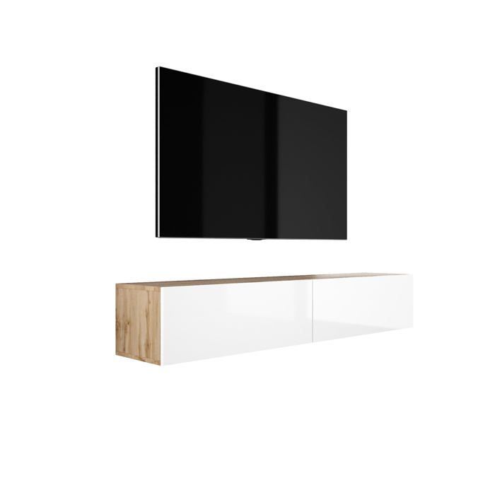 Mueble tv suspendido - roble wotan/blanco - 170 x 32 x 34 cm
