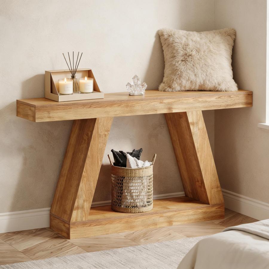 Mesa consola para recibidor y salón madera natural 140cm