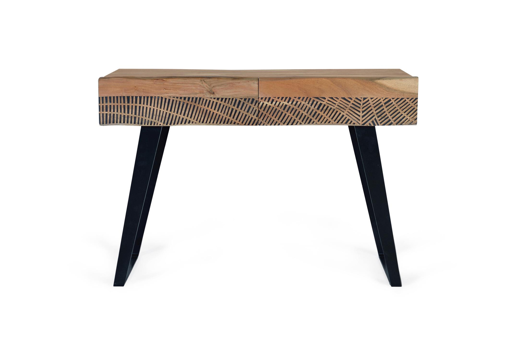 Consola yakarta de madera de acacia y metal en color natural 110 cm