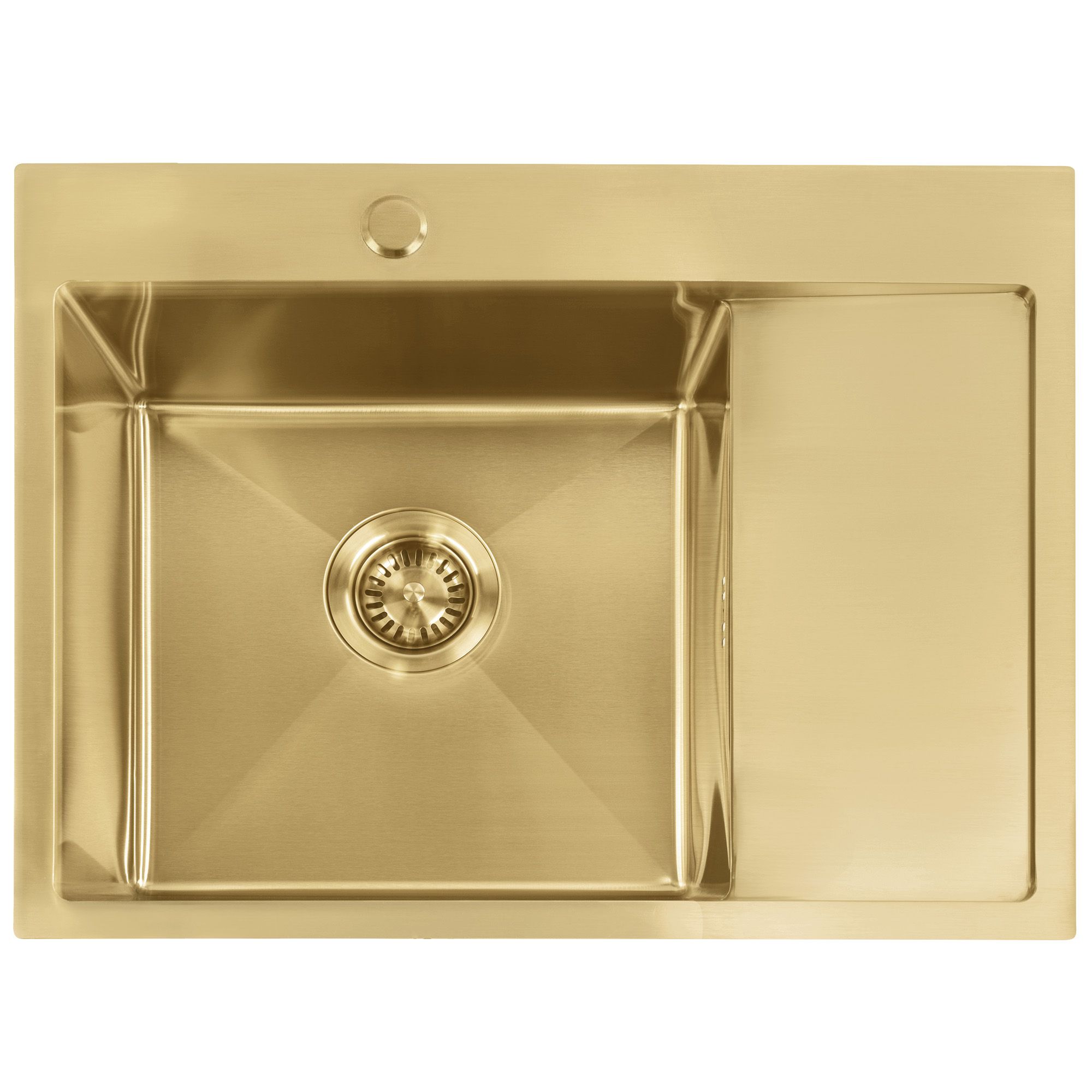 Rea fregadero de acero fin brush gold con grifo de cocina, 62x48x18,5 cm