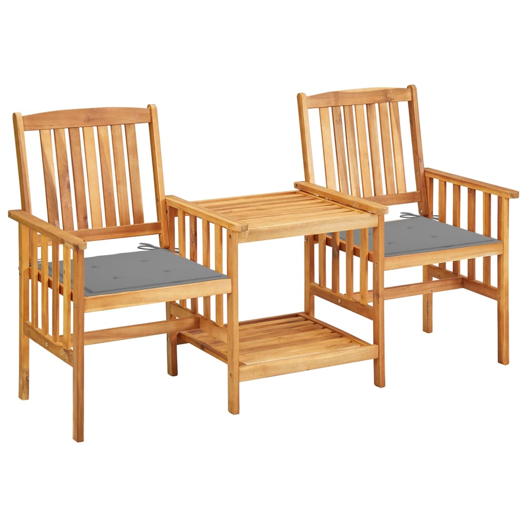 vidaXL sillas y mesita de jardín con cojines madera maciza acacia