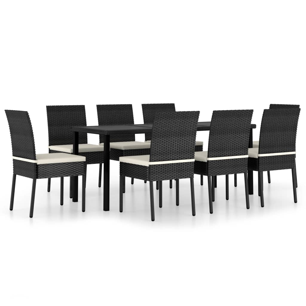 Conjunto de comedor de jardín 9 pzas ratán sintético