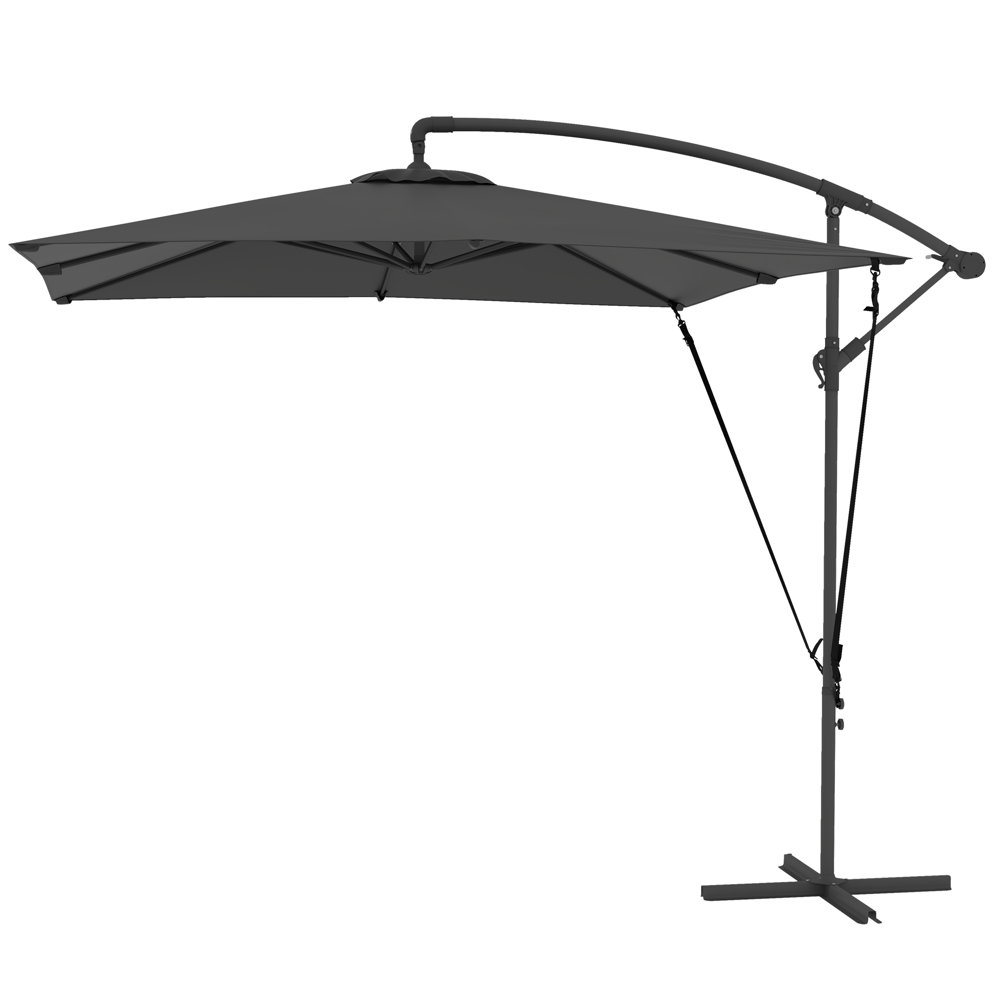 Sombrilla de jardín, metal, poliéster, gris oscuro, 247x247x256 cm