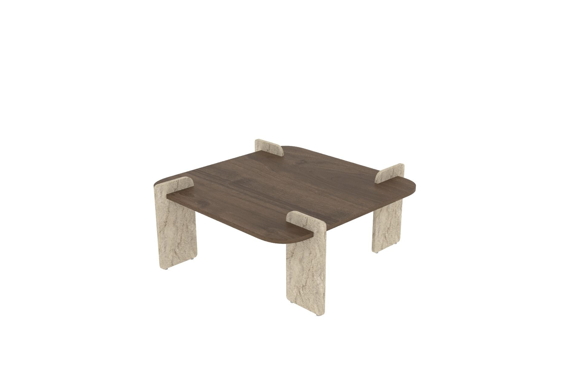 Mesa de centro de madera <<afrolli>> - 90 x 90 x 35 cm - marrón