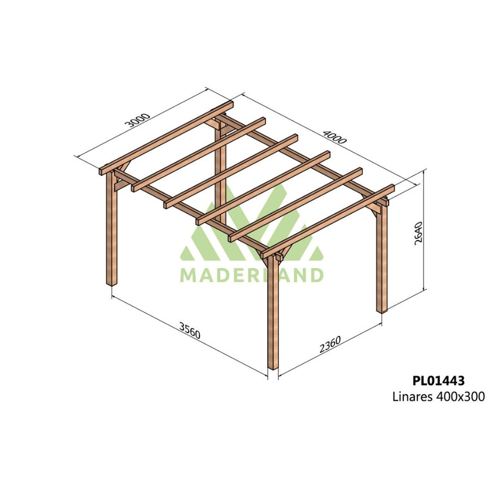 Pérgola de madera laminada - linares 400x300cm (maderland)