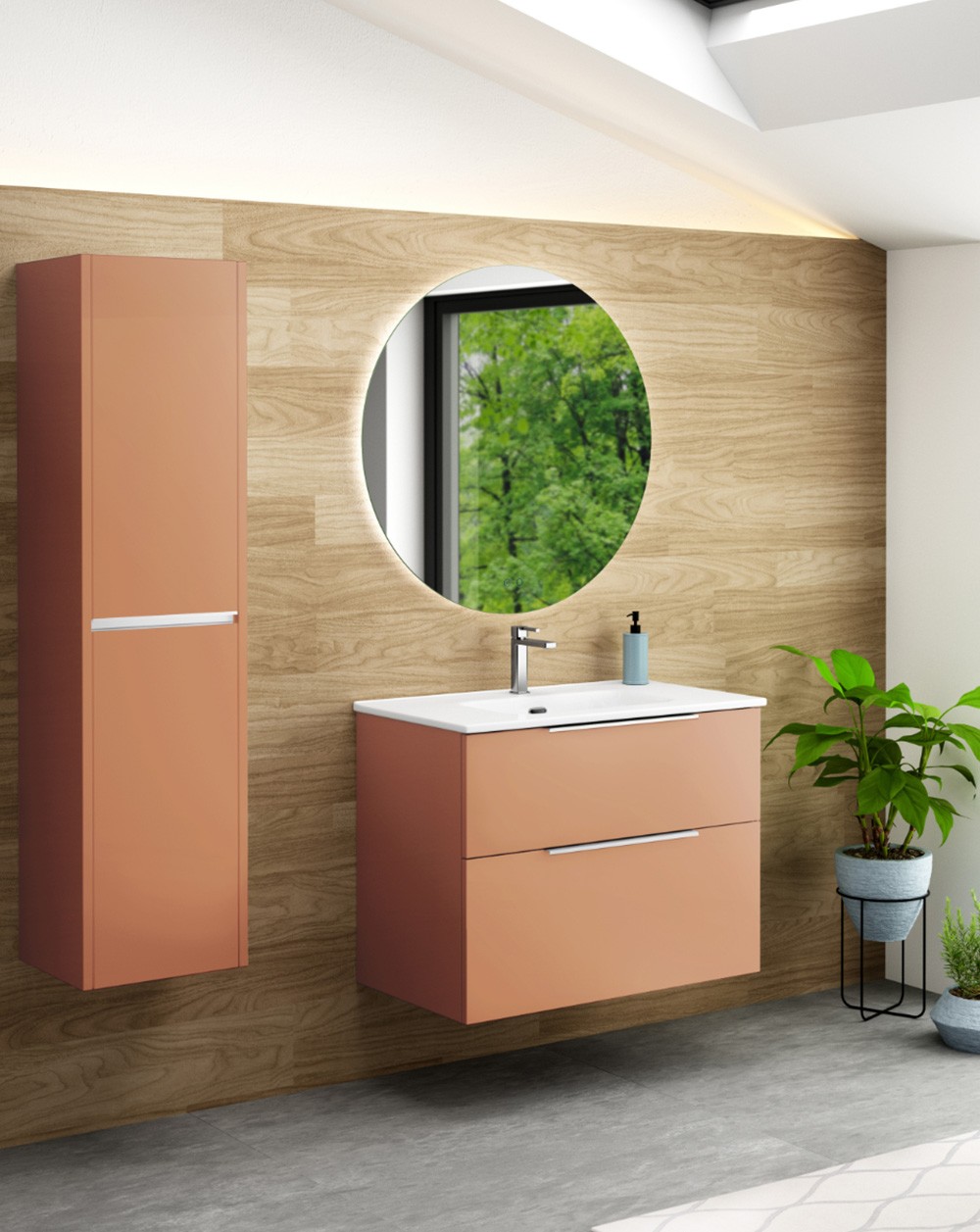 Mueble de baño suspendido con lavabo cerámico | 100 cm sunset mate