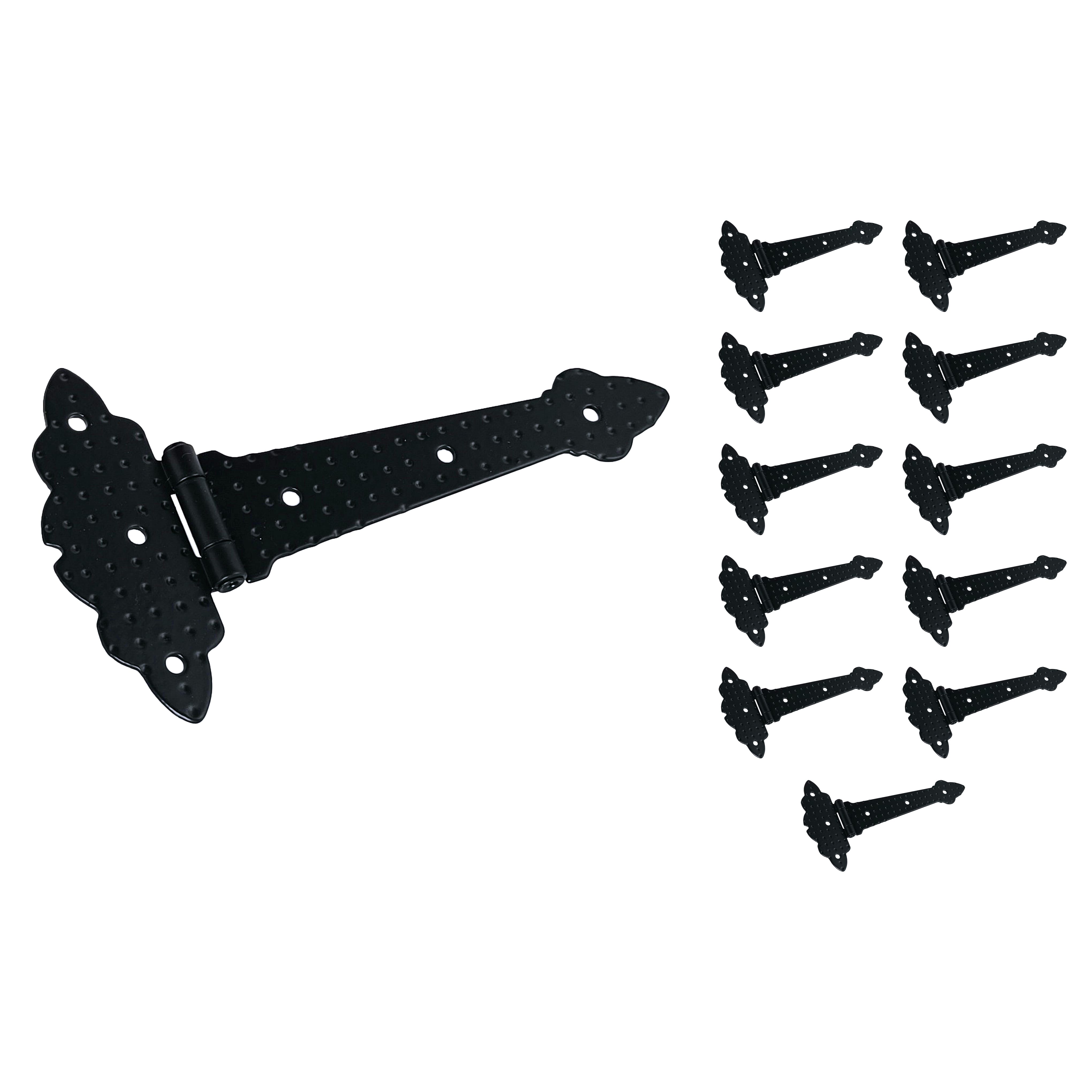 Mpascual - bisagras negras tipo t | forja | 120x65mm - pack 12 unidades