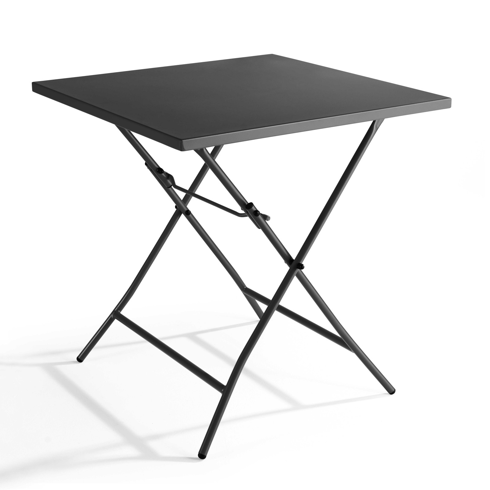 Oviala - mesa de jardín plegable cuadrada de acero gris